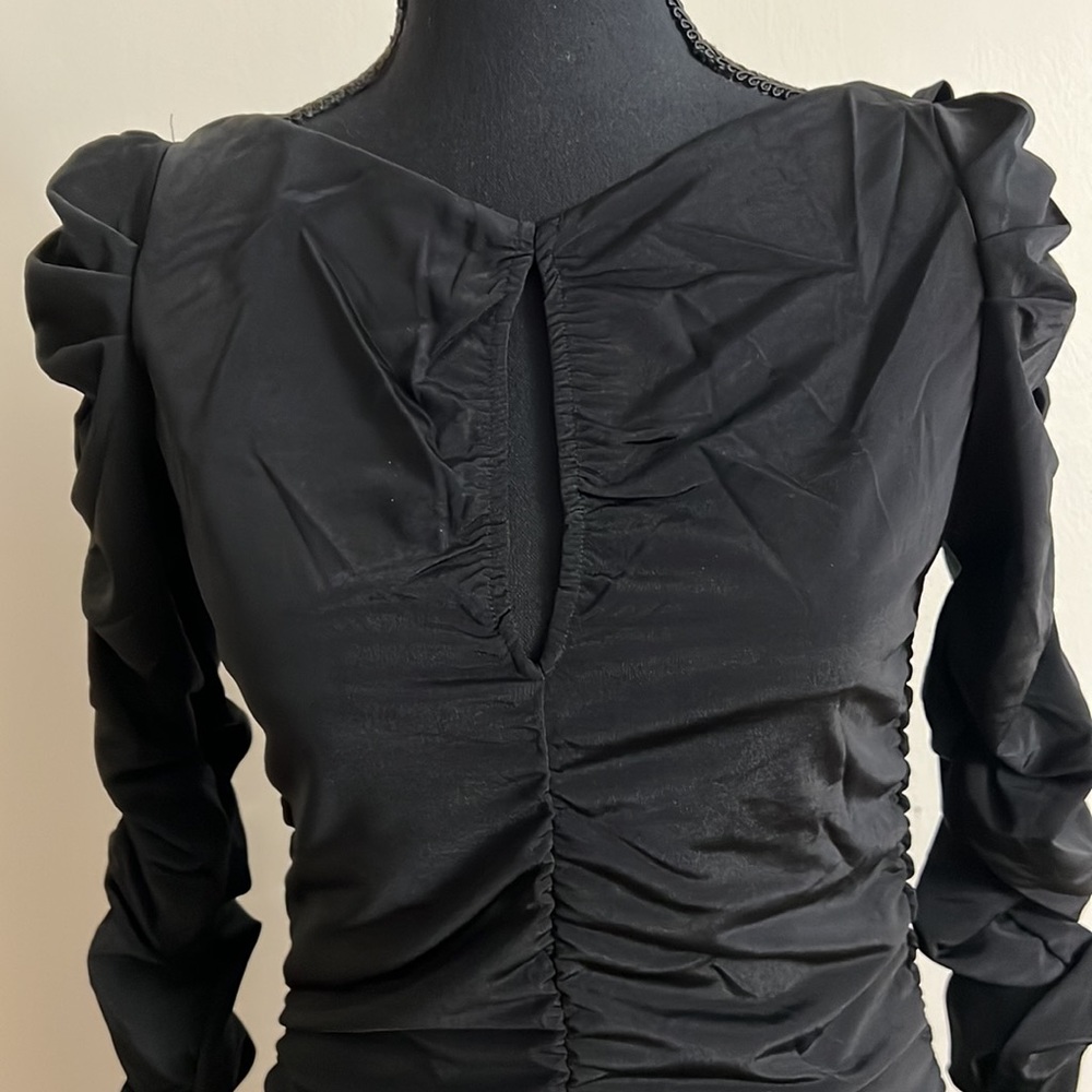 🆕H&M Black Ruched Dress - Size: S - Picture 2 of 7